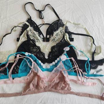 D12-26女無鋼圈薄款法式蕾絲性感三角杯文胸內衣bra法式bralette