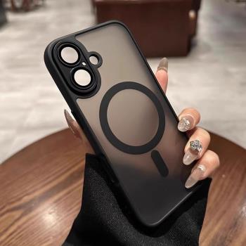 Magsafe磁吸磨砂膚感適用iPhone16promax手機殼蘋果15Pro新款14保護套16pro防摔13全包12男女15plus無線充電