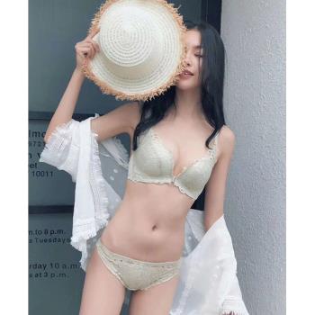 網路爆款夏季新款少女蕾絲前扣美背無痕無鋼圈薄款聚攏運動文胸