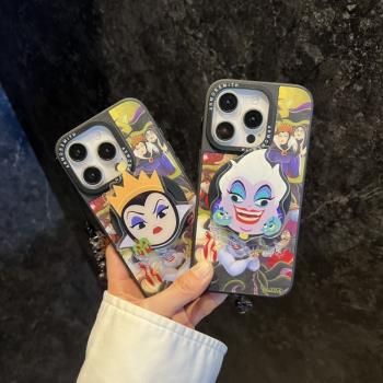 愛珀客 創意個性油畫反派角色適用於iPhone16蘋果15promax手機殼13/14膚感磁吸帶掛繩16Pro/15皇后烏蘇拉支架