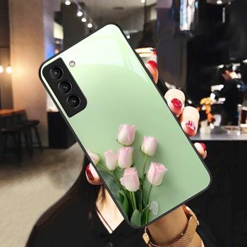 抹茶鬱香適用三星s21/s20手機殼s21Ultra清新S21+女款S20Ultra保護套高雅玻璃散熱防摔全包簡約情侶矽膠新款