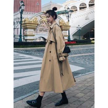 高階感風衣外套女春秋2024年新款韓版中長款小個子英倫風過膝大衣