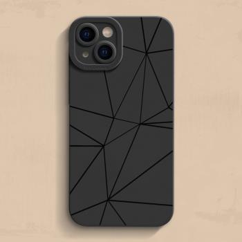 聚點線條適用蘋果14promax手機殼新款iphone13全包鏡頭軟殼xr簡約潮牌創意個性15plus保護套12mini/xsmax防摔