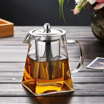 辦公室家用茶具加厚防燙耐熱高溫高硼矽玻璃茶壺不銹鋼過濾泡茶壺