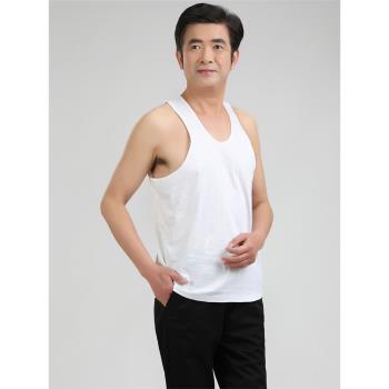 中老年男士純棉吸汗吊帶背心老人打底內衣寬松汗布跨欄老頭汗衫夏