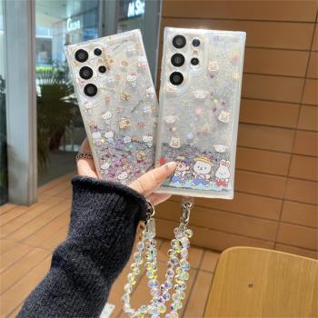 卡通蠟筆小新kitty貓適用三星S25Ultra手機殼S24Ultra銀流沙保護套S24+防摔殼S23+矽膠軟殼S22Ultra創意男女