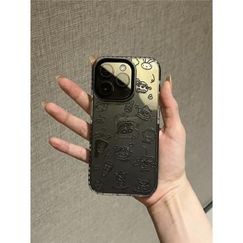 蠟筆小新適用於iPhone16pro手機殼新款蘋果15ProMax保護套簡約mini透明13防摔11全包鏡頭pro矽膠xs max男女xr