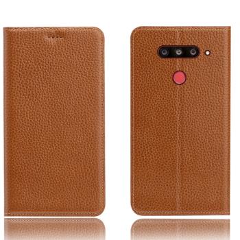 適配LG G8s ThinQ手機殼Q Stylus全包LG K30真皮翻蓋防摔保護套荔枝