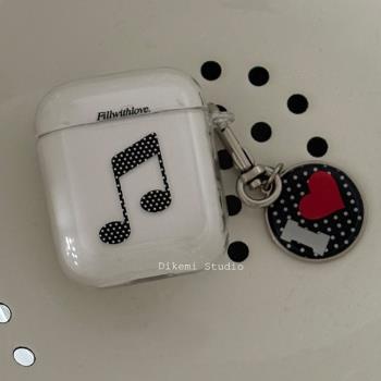 韓國ins小眾少女心波點音樂符無線藍牙耳機套軟殼適用蘋果airpods 4/3/2代耳機保護套airpods pro2透明矽膠