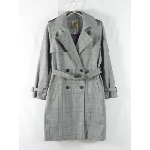 女裝新款通勤西裝領雙排扣直筒顯瘦格子長袖時尚中長款風衣外套