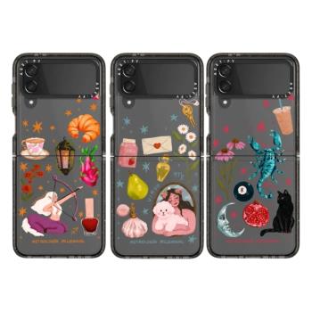 CASE 十二星座 三星折疊Zflip6適用Zflip5手機殼Samung Zflip4透明亞克力3代高級防摔可愛保護套