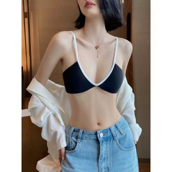 內衣女薄款夏季法式小胸性感深U貝殼杯辣妹時尚無痕無鋼圈文胸bra