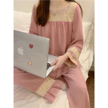 網紅女純棉甜美宮廷公主風睡衣