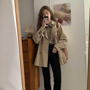 風衣外套女2025年新款韓系春秋小個子短款英倫風高階感卡其色大衣