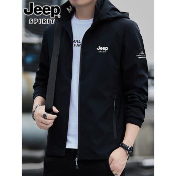 JEEP吉普2025新款春季寬松休閑夾克男士褂子潮牌韓版潮流春秋外套