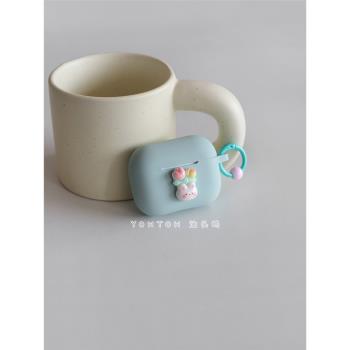 軟萌小兔子花花適用於airpods3保護套2024新款airpodspro2二代無線藍牙耳機克airpods1/2/4代連體防摔pro軟盒