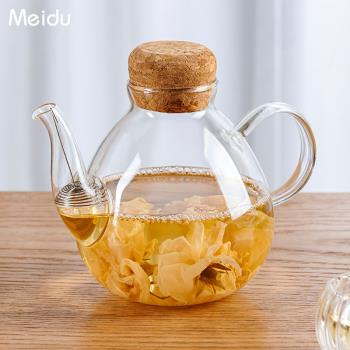 玻璃茶壺單壺花茶壺功夫茶具沏煮茶器茶水壺耐熱軟木塞小壺過濾壺