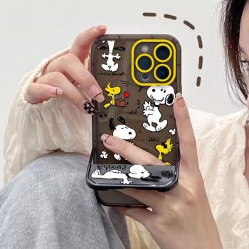 卡通史努比適用三星s22ultra手機殼note20/s10+隱形支架s21fe/a12矽膠a22網紅a30/a34新款a50s男女a54防摔a73