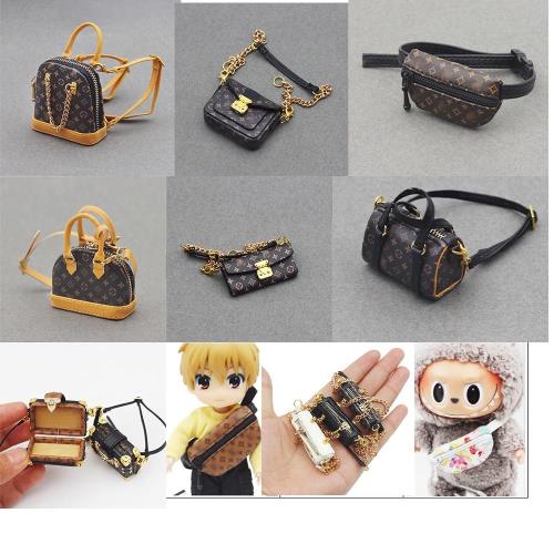 Labubu拉布布公仔單肩包斜挎包背包 bjd6分娃包17cm棉花娃娃配飾