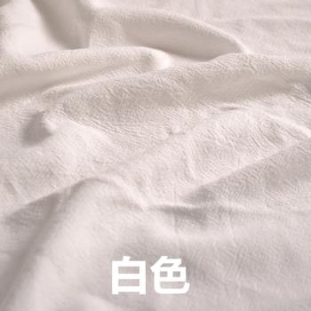 夏季素色棉麻布料薄縐q褶皺純色亞麻服裝面料闊腿褲襯衫式洋裝短