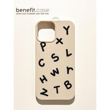 Benefit韓系ins小眾英文字母16適用15蘋果13手機殼iphone14promax新款12保護套11簡約xsmax透明xr矽膠8p7p女