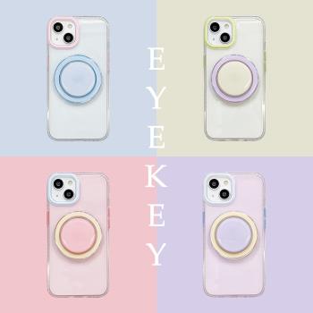 eyekey適用蘋果15手機殼iphone16promax透明撞色磁吸支架13小眾簡約新款12pro男女款14網紅超火16pro軟手機套