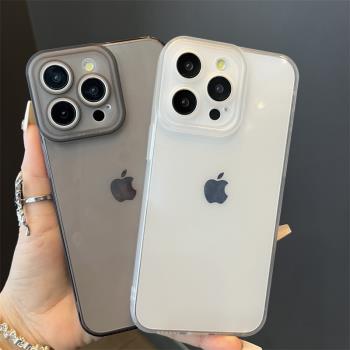 ins簡約手機殼適用蘋果15promax保護殼iphone11直角邊磨砂殼13/14透明矽膠軟殼12por高階感XR/XS耐臟78plus薄