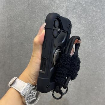 得樂適用蘋果16手機殼黑色雙指環iphone16promax加厚氣囊15pro超防摔14高出螢幕13潮牌12網紅情侶16plus