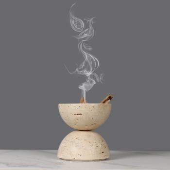 北歐侘寂風天然大理石香薰爐創意家用客廳電視櫃桌面軟裝飾品擺件
