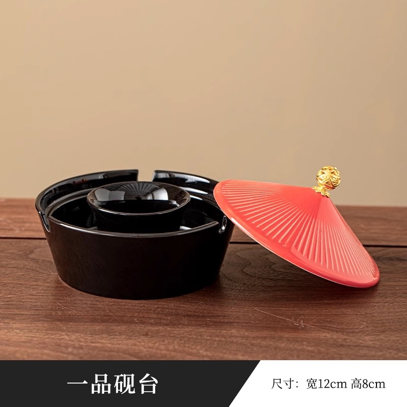 火鍋硯臺書法專用帶蓋陶瓷保濕墨碟不干墨毛筆墨汁墨盒墨海火鍋硯|茶道