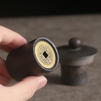 紫砂茶壺蓋託粗陶銅錢蓋置茶具茶道零配陶瓷蓋碗單個蓋子茶托茶墊