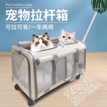 大容量寵物外出拉桿箱超大號兩只貓便攜行李箱中小貓狗坐車神器