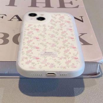 ins粉色花簇適用於蘋果12/13手機殼14/15promax新款iphone11磨砂半透明xs/xr防摔mini時尚8plus女7/6s保護套