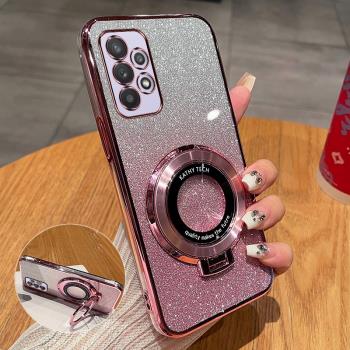三星A32新款手機殼高階漸變閃粉時尚適用SamsungA32矽膠磁吸支架全包超薄透明軟殼GalaxyM32防摔奢華5g保護套