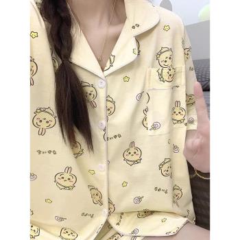 吉伊卡哇chiikawa烏薩奇睡衣女夏短袖日系可愛學生家居服夏季外穿