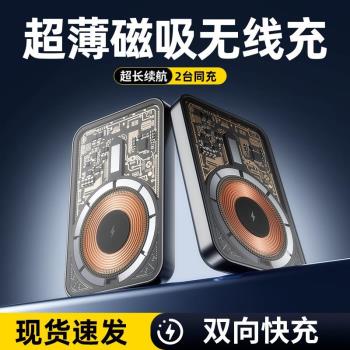 適用跨境移動電源Type-c雙向20W快充10000毫安磁吸無線充電寶印製