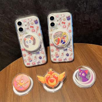 愛珀客 可愛粉五芒星美少女戰士磁吸支架適用於iPhone16蘋果15promax手機殼14/13透明保護套11全包防摔12時尚