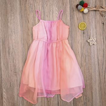 H家外貿歐美 女童夏款連衣裙雪紡裙禮服裙子洋裝公主裙吊帶裙收腰