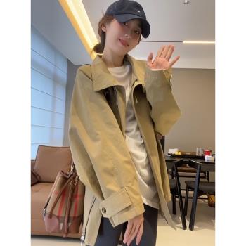 風衣外套女春秋新款2025爆款流行韓版小個子卡其色休閑中長款上衣