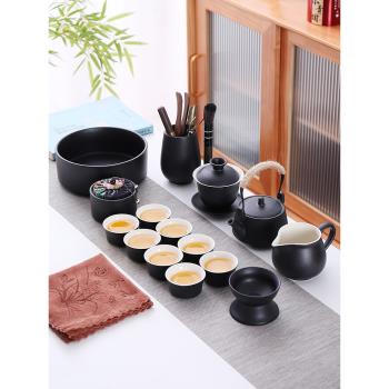 黑陶功夫茶具套裝陶瓷家用泡茶壺蓋碗小茶杯公道杯過濾器茶道茶洗