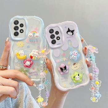適用三星A33 5G手機殼日韓可愛女galaxy a34 5g保護套ins風卡通學生samsung a33搞怪少女sx a34透明殼加手鏈