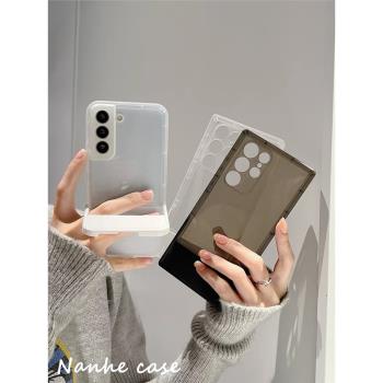 折疊支架適用三星s22ultra手機殼矽膠透明s21fe個性s20+簡約男女note10+高階感a54/a53小眾全包a52s/a42軟套