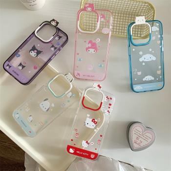 ins可愛卡通三麗鷗鏡頭框適用蘋果16ProMax手機殼iPhone15新款13女款14pro個性創意12pro透明全包防摔保護套