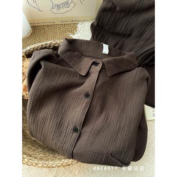簡約風棉紗睡衣女春秋款2025年新款新中式純棉家居服大碼套裝外穿