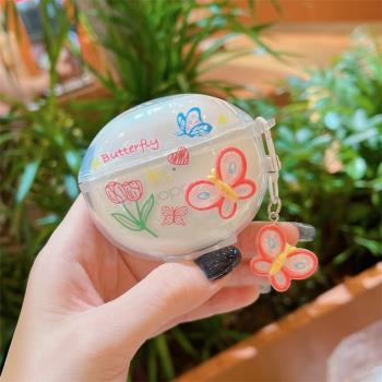 粉色立體可愛蝴蝶適用oppoencoair3無線藍牙耳機套encoair 2新聲版保護套R3軟encoair3i盒子buds2防摔OPPO殼