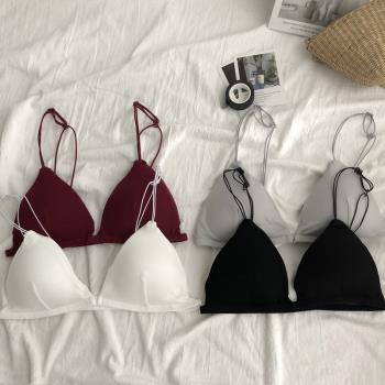 性感三角杯內衣bra法式前扣細帶無鋼圈少女文胸美背薄款吊帶內衣