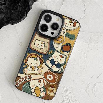 復古風ins抱魚幹貓咪適用13蘋果15pro手機殼14Promax不撞款iPhone11防摔12矽膠15plus新款xr高階感xs網紅小眾