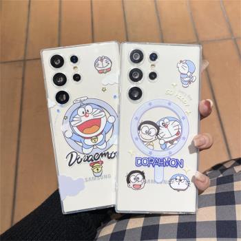 創意卡通哆啦A夢適用三星S25Ultra手機殼S24+磁吸保護套S23Ultra透明防摔殼S23+矽膠軟殼S22Ultra個性可愛女