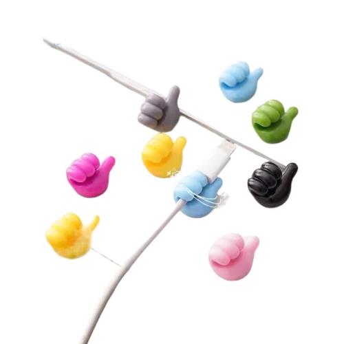 大拇指掛鉤數據線充電線免打孔粘鉤桌面收納固定器理線器粘貼小手