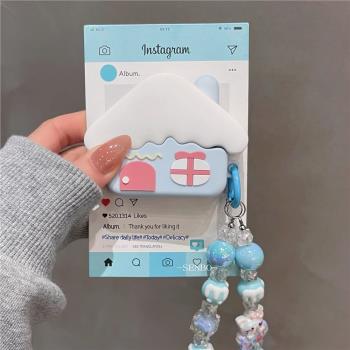 適用新款Airpods4保護套airpodspro2藍色小屋airpods3蘋果藍芽無線耳機保護套airpodspro可愛小眾airpods1/2